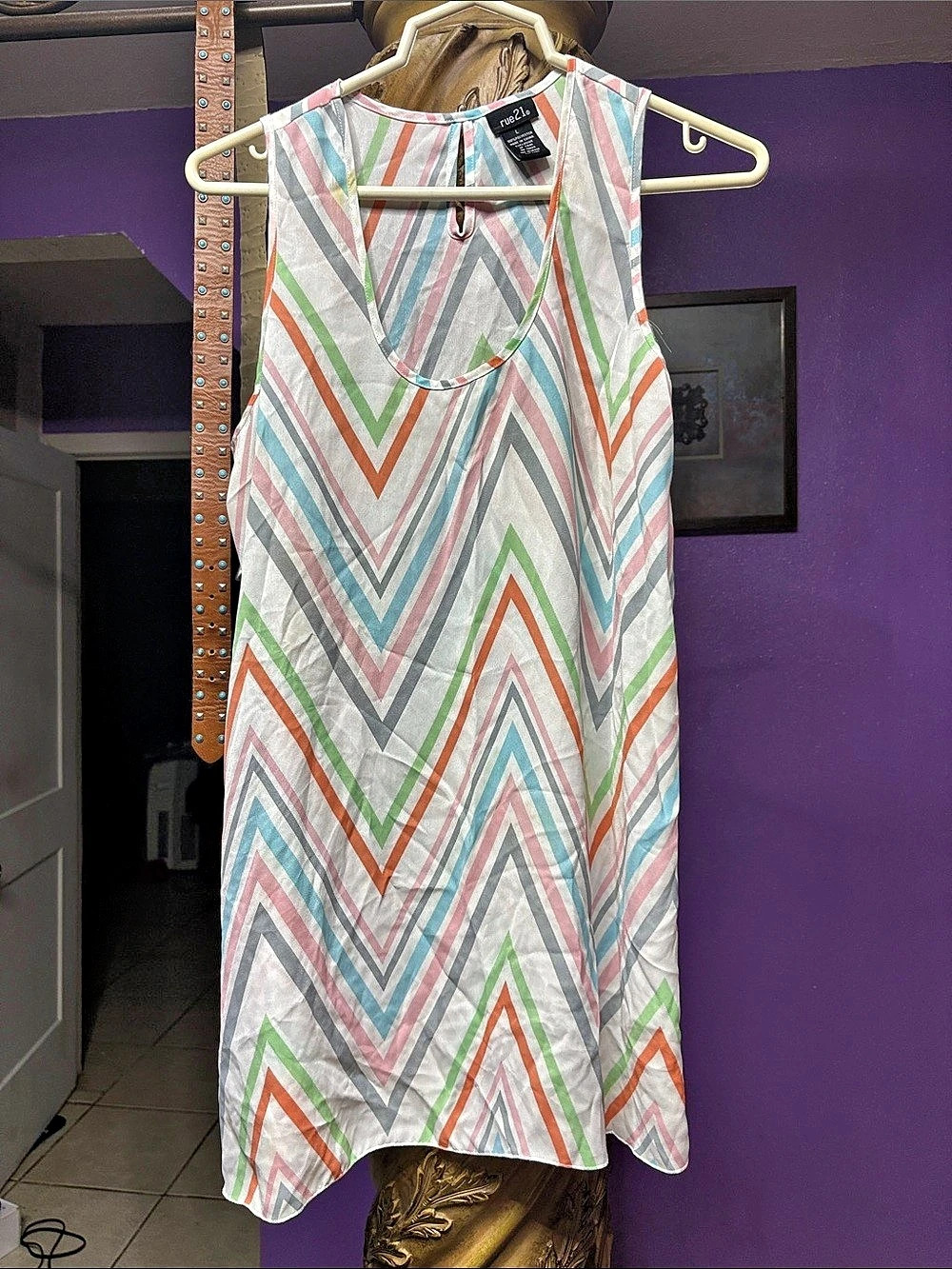 rue21 Geometric Maxi Dress in White & Green Like New